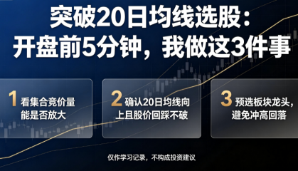 突破20日均线选股：开盘前5分钟，我做这3件事