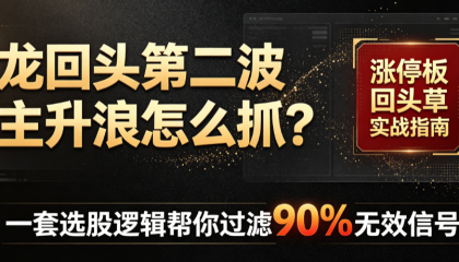 涨停板回头草实战指南｜龙回头第二波主升浪怎么抓？一套选股逻辑帮你过滤90%无效信号
