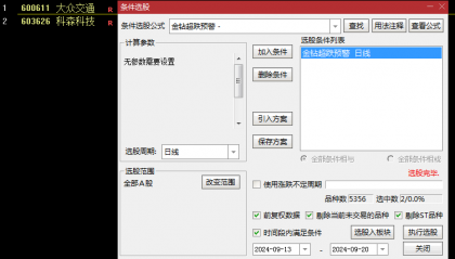 【金钻超跌预警】副图/选股指标，在2024年1月地狱难度胜率过65%，一个非常优秀的尾盘布局公式！