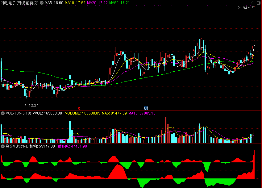 资金机构敢死队,直观看资金情况（通达信公式 副图 源码 测试图）