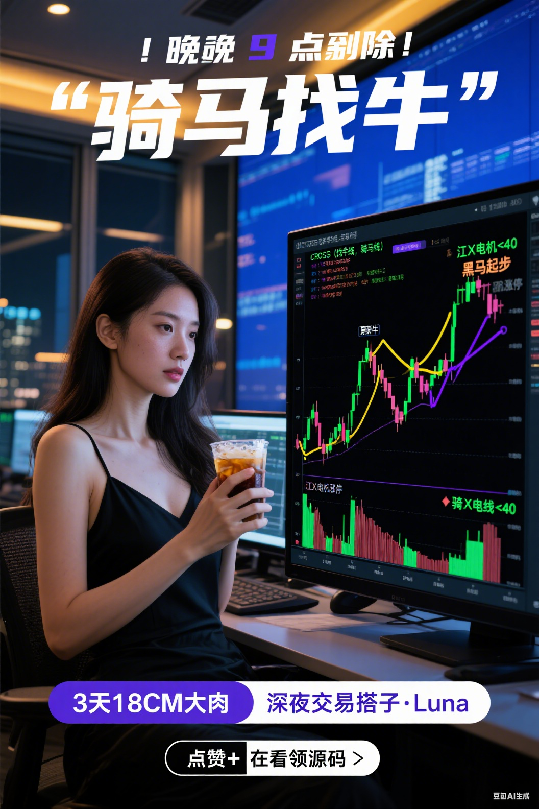 🔥【今晚9点删】美女操盘手夜骑黑马擒大牛，独家“骑马找牛”源码首次公开，散户看完直接收藏！🔥