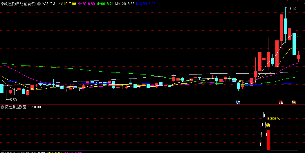 据称胜率94%的【尾盘潜击】副图+选股一体指标，尾盘潜伏出击，像猎豹一样耐心潜伏等待猎物的出现！
