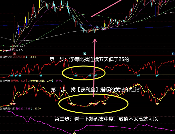 浮筹比例+获利盘+筹码集中度【三合一体系化战法】套装副图指标，多指标组合打法，以达到最优效果！