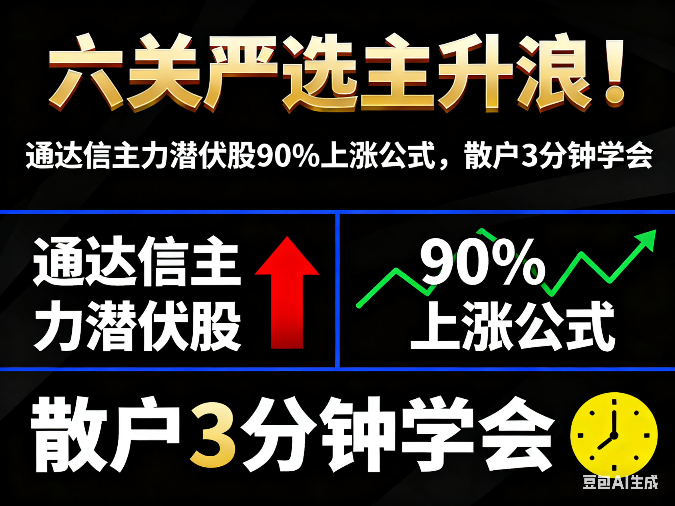 六关严选主升浪！通达信主力潜伏股90%上涨公式，散户3分钟学会