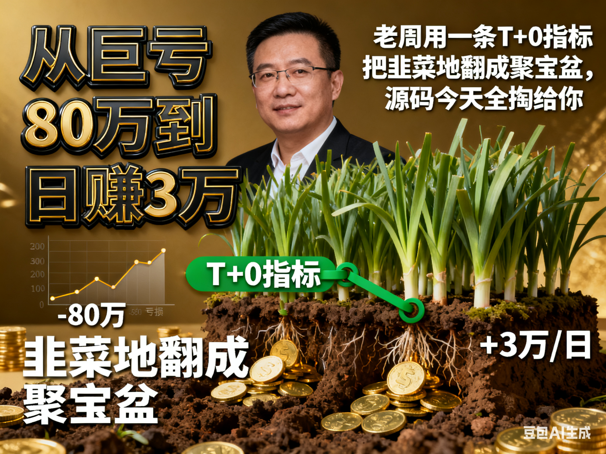 从巨亏80万到日赚3万：老周用一条T+0指标把韭菜地翻成聚宝盆，源码今天全掏给你