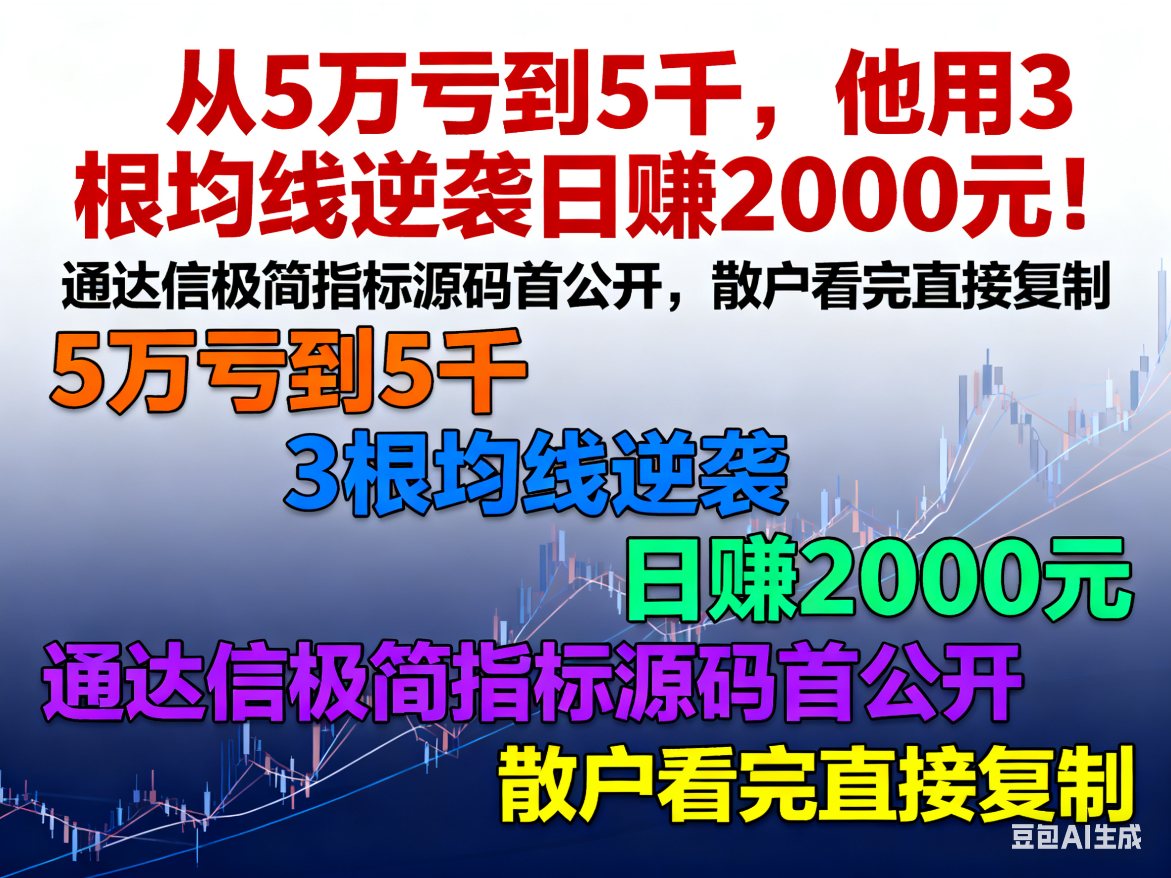 从5万亏到5千，他用3根均线逆袭日赚2000元！通达信极简指标源码首公开，散户看完直接复制