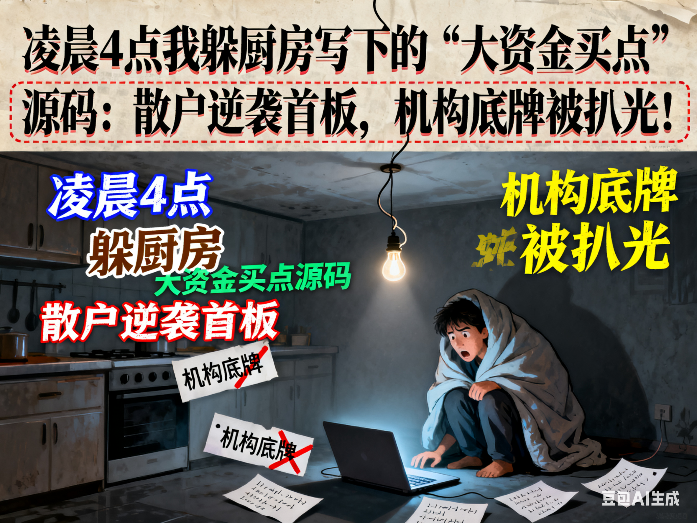  凌晨4点我躲厨房写下的“大资金买点”源码：散户逆袭首板，机构底牌被扒光！
