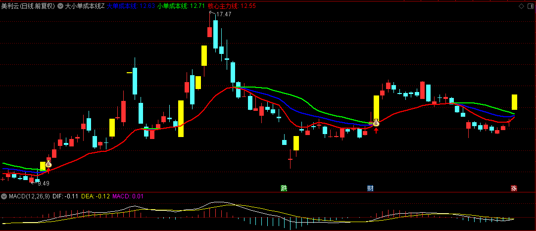 【大小单成本线】主图指标，隐含主力控盘成本底线逻辑，交易信号是破顶翻结构！