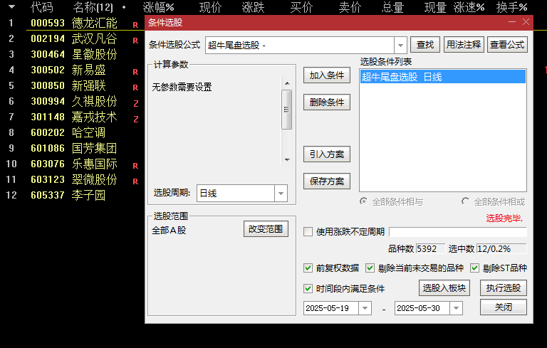 精品【超牛尾盘】副图/选股指标，尾盘今买明卖或小波段皆可，无未来可永久使用！