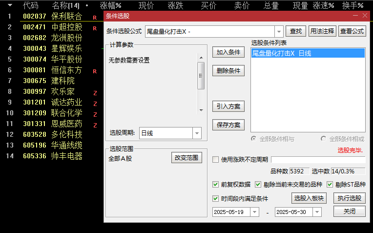 精品【尾盘量化打击】副图/选股指标，专门针对收盘前交易时段设计，MACD动能分析判断趋势强度