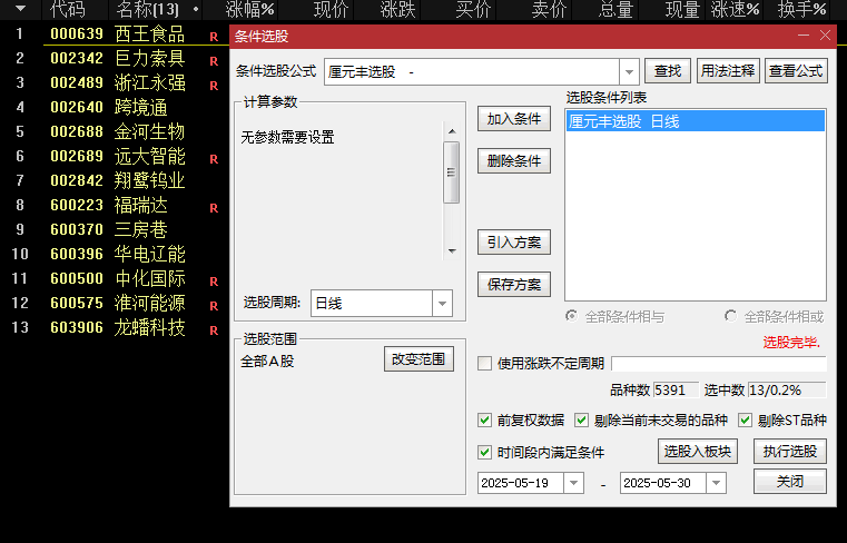 今选【厘元丰】副图/选股指标，高胜率极品尾盘尾买，冲红率相对高！