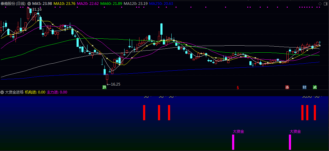 【大资金进场】副图指标 用于中短线投资者捕捉主力拉升前的布局时机 不要单一使用！