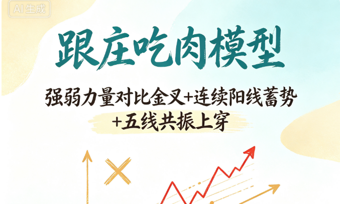 你总是买在主力洗盘期、卖在拉升前？跟庄吃肉用"强弱对比金叉+五线共振"帮你贴在主力身上