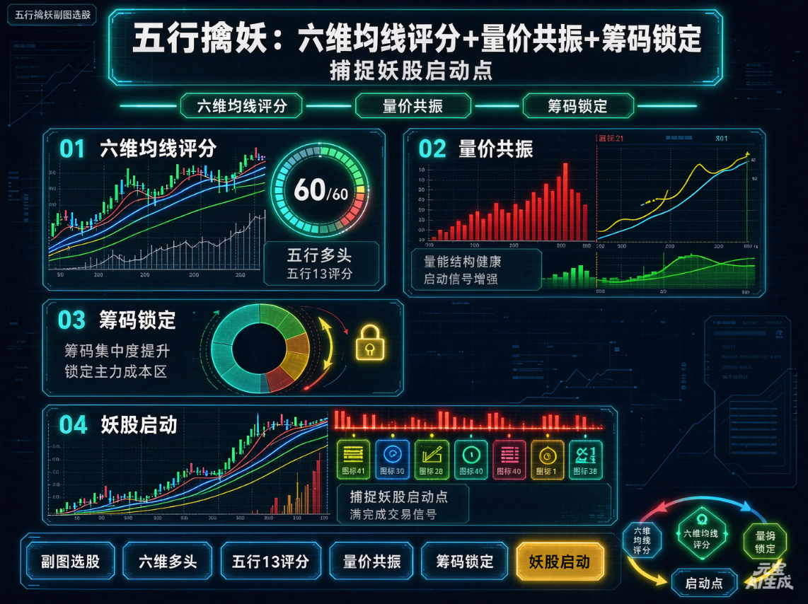 别再被假突破骗了！「五行擒妖」用五行13=60+五行1>10+量价共振，把主力真启动的瞬间一把锁死