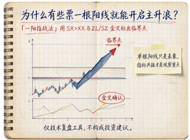不穿线不关注，不金叉不动手！「一阳指战法」五重过滤，只锁定一阳穿三线+动能金叉的真强势