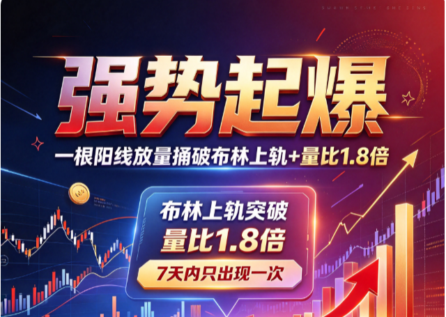 不突破上轨不关注，不放量1.8倍不动手！「强势起爆」六重过滤，只锁定首次放量突破布林上轨的真启动