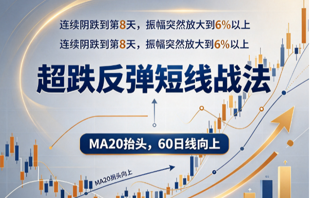 连续阴跌到第8天，振幅突然放大到6%以上，MA20抬头，60日线向上——「超跌反弹短线战法」就是专门抓这种"恐慌释放完毕、多头反扑"的瞬间